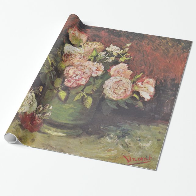 Papel De Regalo Van Gogh Peonies y Rosas Galería de Arte FloralHD (Desenrollado)