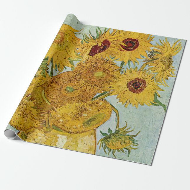 Papel De Regalo Van Gogh - Vase con 12 girasoles (Desenrollado)