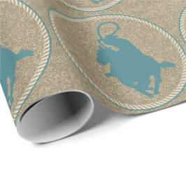 Papel De Regalo Vaquera De Rodeo Occidental En Ropa De Caballos