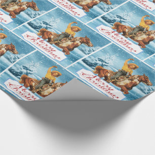 Papel De Regalo Vaquera del vintage en Felices Navidad del