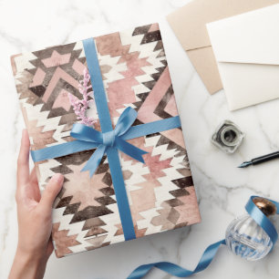 Papel De Regalo Vaquera marrón rosada Cumpleaños Tribal Suroeste