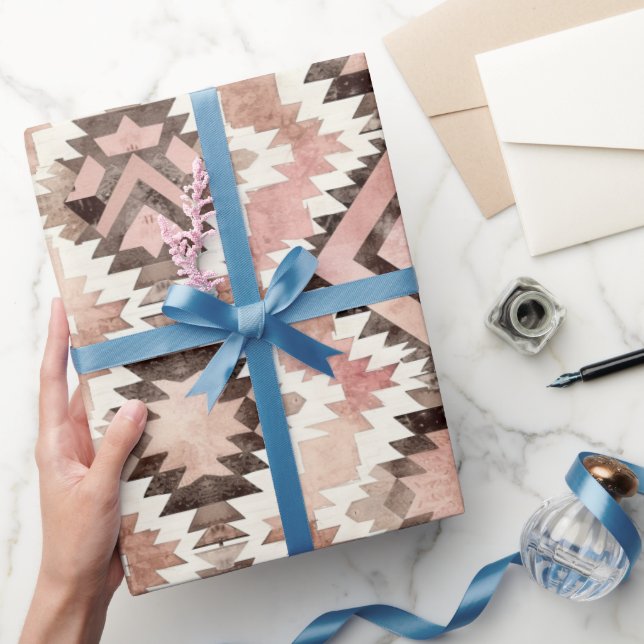 Papel De Regalo Vaquera marrón rosada Cumpleaños Tribal Suroeste (Regalar)