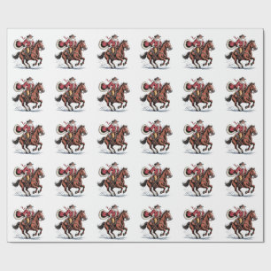 Papel De Regalo Vaquero de Rodeo Occidental Santa Navidad