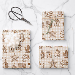 Papel de regalo vaquero, envoltorio de regalo rúst