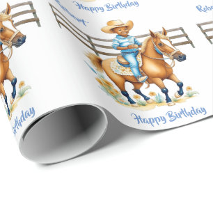 Papel De Regalo Vaquero occidental en cumpleaños personalizado de 