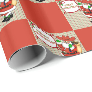 Papel De Regalo Vaquero occidental Santa del navidad