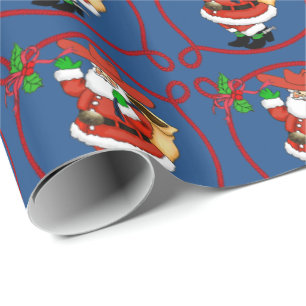 Papel De Regalo Vaquero occidental Santa del navidad