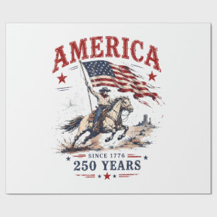 Papel De Regalo Vaquero Patriótico 250 Años América 1776 2026