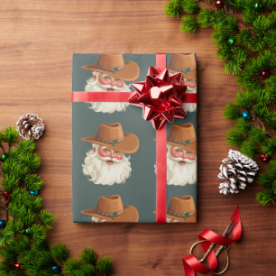 Papel De Regalo Vaquero Santa Vintage Divertido Retro Occidental