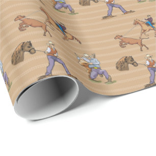 Papel De Regalo Vaqueros Caballos Occidentales Giren Un Envoltorio