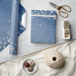 Papel De Regalo Vaqueros de mezclilla azul con diamantes