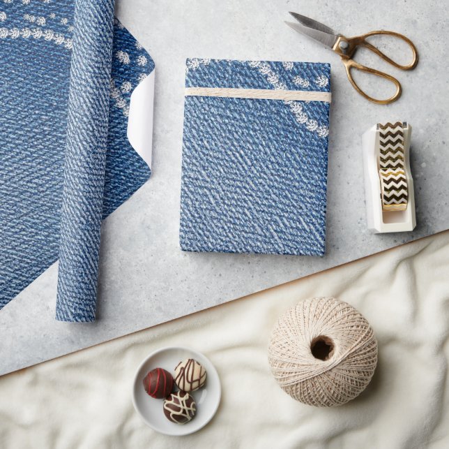 Papel De Regalo Vaqueros de mezclilla azul Diamante  (Artesanía)