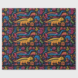 Papel De Regalo Varias formas de animales en colores vívidos