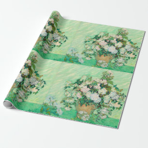 Papel De Regalo Vaso de Vincent Van Gogh con Rosas Rosadas Arte Fi