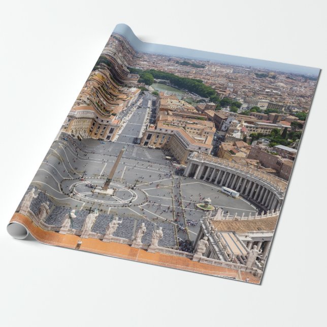 Papel De Regalo Vaticano, Italia: Vista aérea de la Plaza San Pedr (Desenrollado)