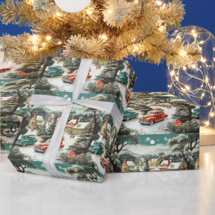 Papel De Regalo Vecindario de Navidad Coches Casas MCM