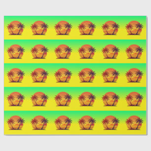Papel De Regalo Vector atardecer con palmeras