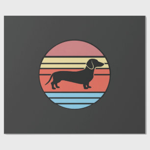Papel De Regalo Vector Atardecer Perro Dachshund Retro