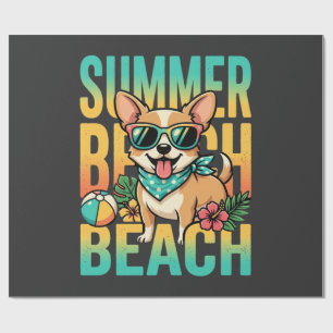 Papel De Regalo Vector de vacaciones de perro en la playa de veran