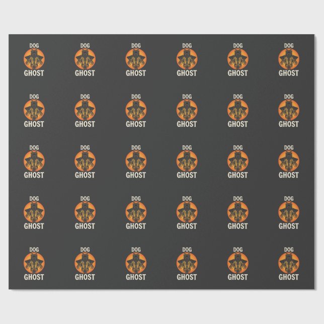 Papel De Regalo Vector Fantasma de Perro Terror de Halloween (Superficie plana)