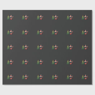 Papel De Regalo Vector gato de Navidad Santa árbol