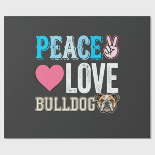 Papel De Regalo Vector Perro Bulldog Paz Amor