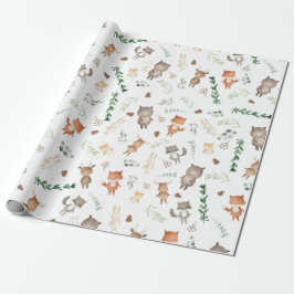 Papel De Regalo Vegetación Bosque de Woodland Animales Nacimiento