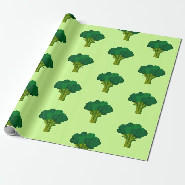 Papel De Regalo Vegetales verdes de brócoli sanos (Desenrollado)