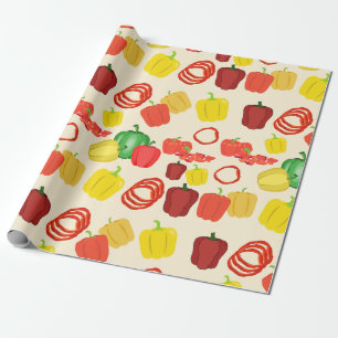 Papel De Regalo Veggie Bell Pepper, de color rojo y amarillo vibra