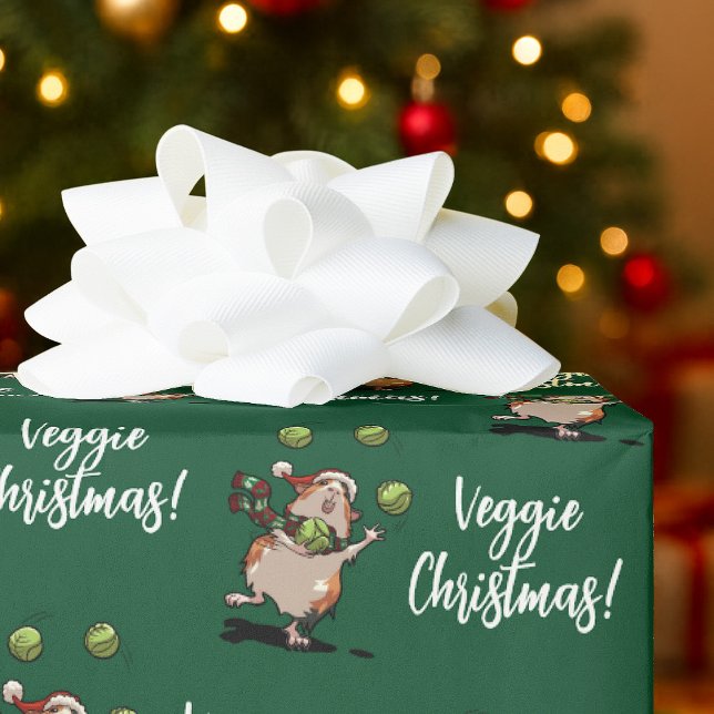 Papel De Regalo Veggie Christmas! Cute Guinea Pig Juggling Sprouts (Subido por el creador)