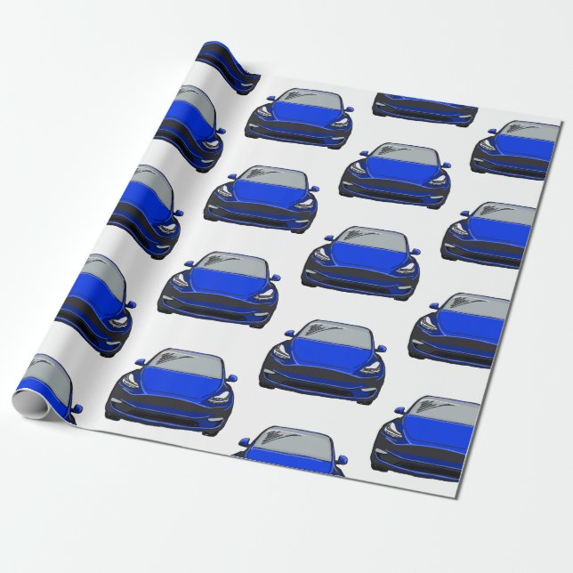 Papel De Regalo Vehículo eléctrico azul Vehículo SUV Auto (Desenrollado)