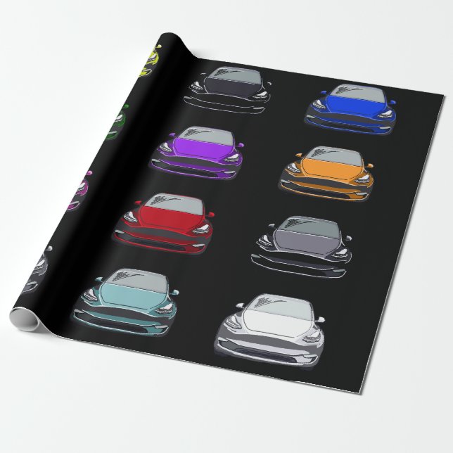 Papel De Regalo Vehículo eléctrico multicolor SUV Vehículo negro (Desenrollado)