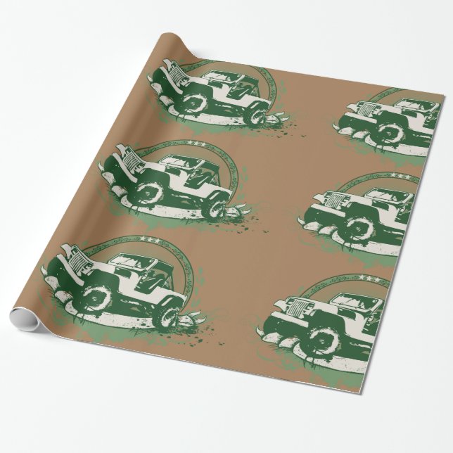 Papel De Regalo Vehículo verde fuera de carretera (Desenrollado)