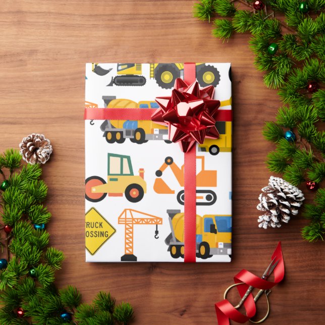 Papel De Regalo Vehículos de construcción de bulldozer para excava (Regalo de vacaciones)