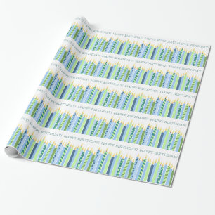 Papel De Regalo Velas azules y amarillas Boys cumpleaños