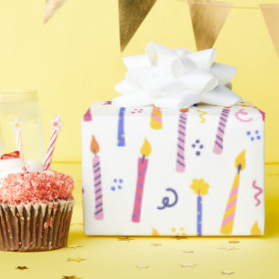 Papel De Regalo Velas Coloridas de Cumpleaños Patrón Sin Costuras