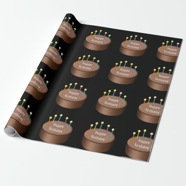 Papel De Regalo Velas de pastel de cumpleaños de chocolate (Desenrollado)