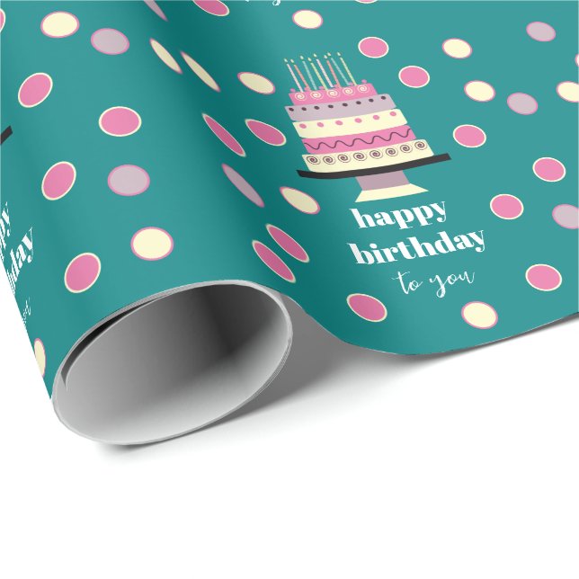 Papel De Regalo Velas de pastel de cumpleaños personalizadas retro (Esquina del rollo)
