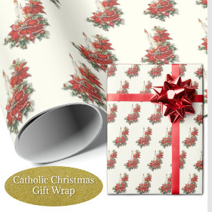 Papel De Regalo Velas navidades con Rosario y Poinsettias