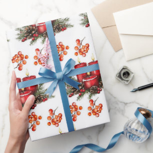 Papel De Regalo Velas Navidades de acuarela