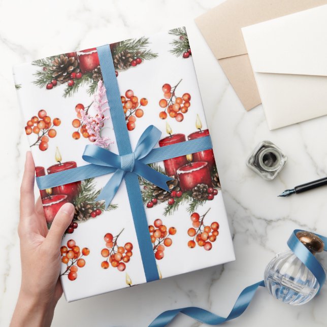Papel De Regalo Velas Navidades de acuarela (Regalar)