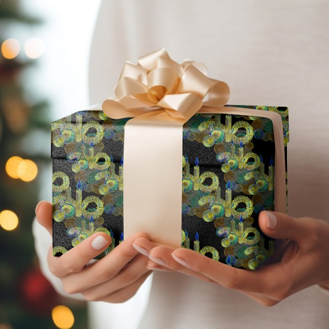 Papel De Regalo Velas y ornamentos de navidad brillantes de luz ne (Subido por el creador)