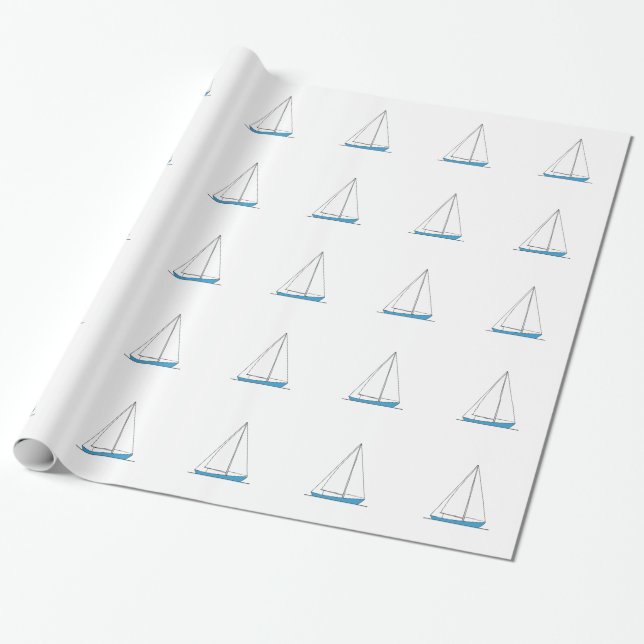 Papel De Regalo Veleros azules de Sloop (Desenrollado)