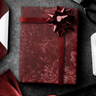 Papel De Regalo Velvety Henna Damask Grunge con angustia roja