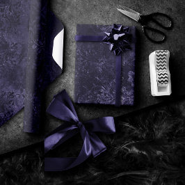 Papel De Regalo Velvety Midnight Damask | Grunge índigo morado