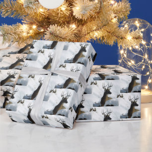 Papel De Regalo Venado blanco con nieve