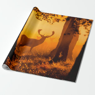 Papel De Regalo Venado en un bosque danés, otoño, hermoso, denma