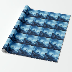 Papel De Regalo Venado en un bosque oscuro de niebla azul