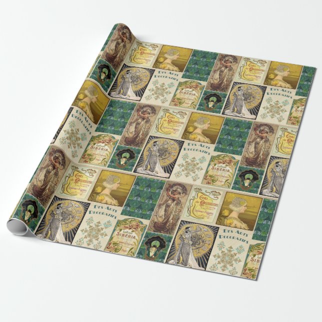 Papel De Regalo Venado publicitario de Art Nouveau para mujeres (Desenrollado)