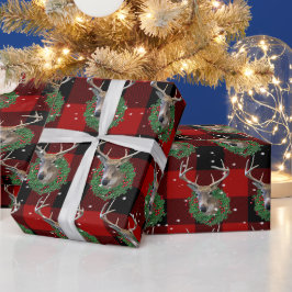 Papel De Regalo Venado y Navidades cortan en copos de nieve